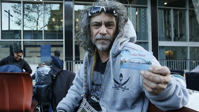 Darren Bloomfield, formerly homeless in the Sydney CBD, is staying at the Lodge Motel in Edgecliff.