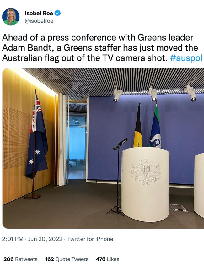 ABC journalist Isobel Roe tweeted a photo of the stunt.