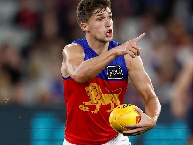 MELBOURNE, AUSTRALIA - APRIL 11: Zac Bailey of the Lions in action during the 2024 AFL Round 05 match between the Melbourne Demons and the Brisbane Lions at the Melbourne Cricket Ground on April 11, 2024 in Melbourne, Australia. (Photo by Michael Willson/AFL Photos via Getty Images)