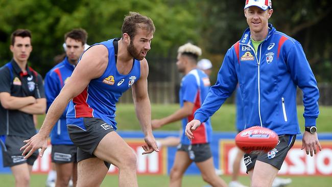 Stewart Crameri trains as Ashley Hansen watches on. Picture: Nicole Garmston