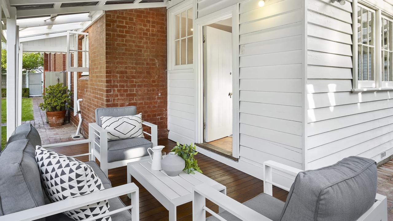 The outdoor space has an intimate cottage feel.