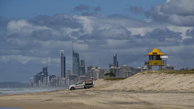 Sand erosion at the Spit due to Tropical Cyclone Oma. Picture: Jerad Williams.