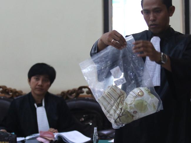 Prosecutor shows evidence during the trial of Sara Connor. Picture: Supplied