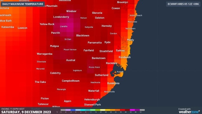 NSW will struggle through a brutal heatwave over December 8-11. Picture: Weatherzone