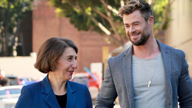 Gladys Berejiklian was pictured laughing with Chris Hemsworth. Picture: NCA NewsWire/Dylan Coker