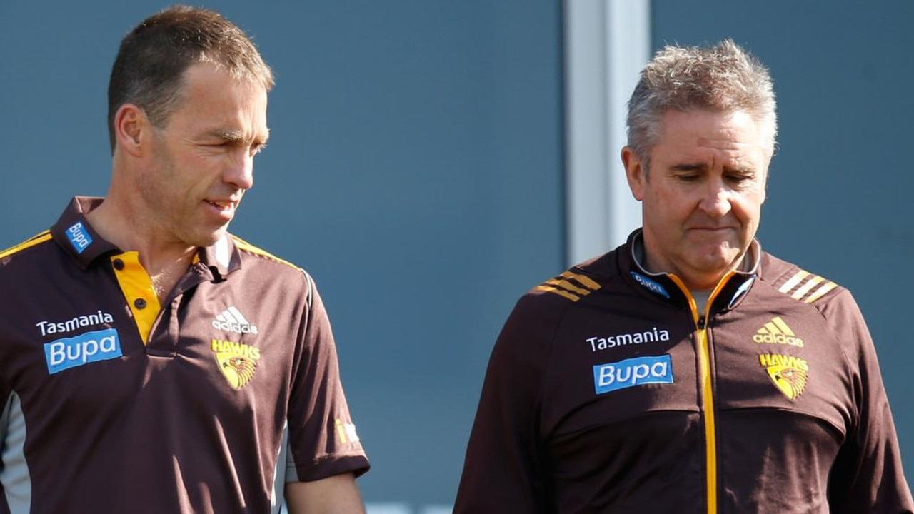 Alastair Clarkson and Chris Fagan during their time at Hawthorn.