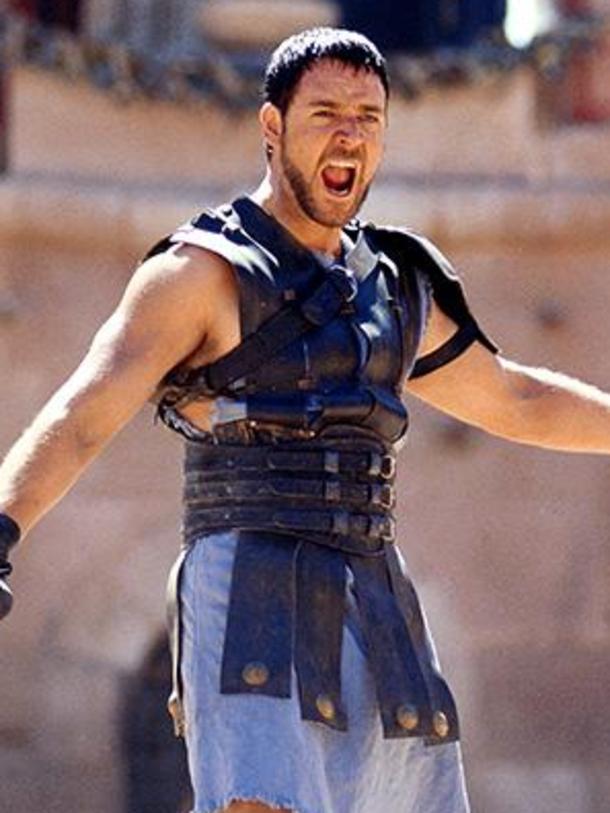 Crowe looking buff in his role in the movie Gladiator.