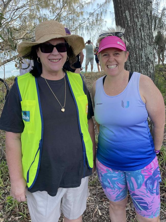 Katie Clews and Cate Akaveka at the Hervey Bay 100 Triathlon on Sunday, November 26, 2023.