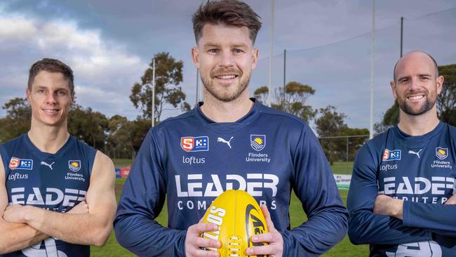 Bryce Gibbs (middle) could join Matt Rose (left) and Matt Broadbent (right) in the AdFL. Picture: Ben Clark