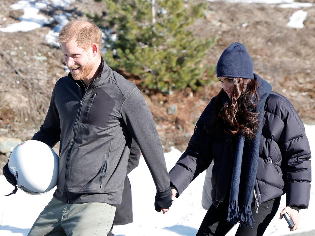 Prince Harry and Meghan in Whistler. Picture: Andrew Chin/Getty Images/AFP