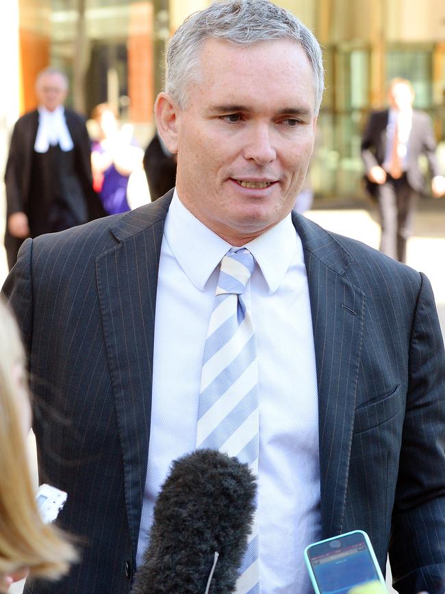 Craig Thomson talking to media outside court. Picture: Josie Hayden