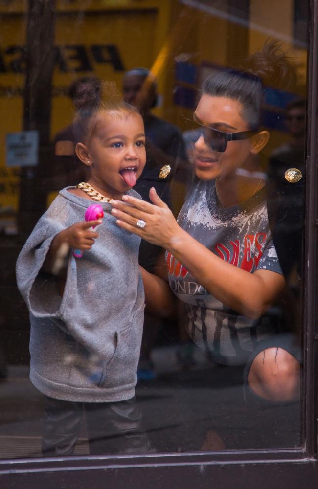 Kim Kardashian and North West having fun at the Milk Studios in New York City. Picture: Splash