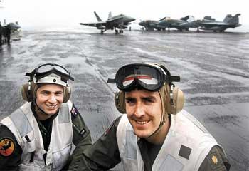 ON deck ... flying officer Rory Houston 