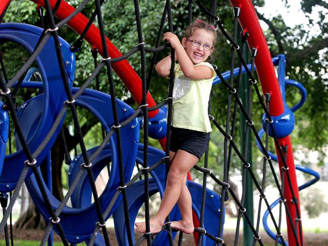 Taylor Hughes, 4, loves to play outdoors. Picture: Tim Marsden