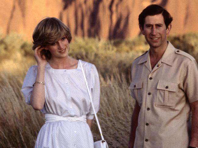 The actual photo of Charles and Diana at Uluru in 1983. Picture: David Levenson/Getty Images