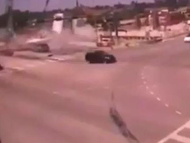 CCTV captured the appalling moment the Florida bridge collapsed on to traffic.