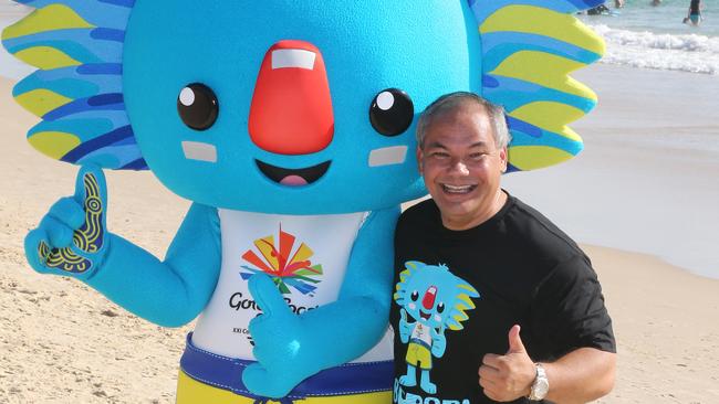 Mayor Tom Tate is a fan of koalas. Here he is pictured with Games mascot Borobi. Picture Glenn Hampson.