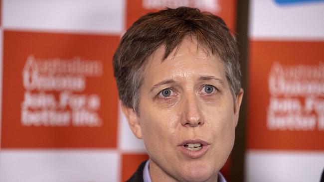 18th July 2018.Secretary of the ACTU Sally McManus speaking to media at the ACTU Congress in Brisbane.Photo: Glenn Hunt / The Australian