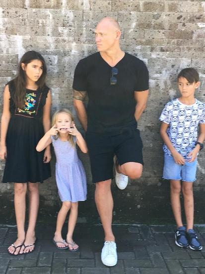 Michael Klim with his kids Stella, Frankie and Rocco. Picture: Instagram