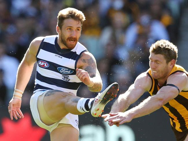 AFL Round 2. Geelong v Hawthorn at the MCG. Geelong's Zach Tuohy   . Pic: Michael Klein