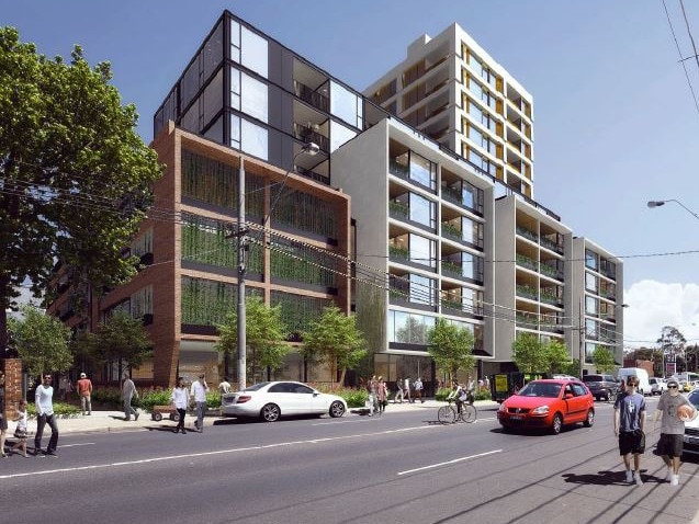 Artist's impression of the proposed residential development at 699 Park St, Brunswick. Pic: Architectus/JWLand