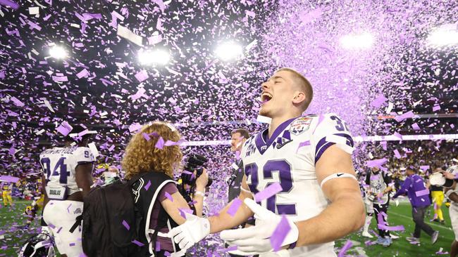 TCU players couldn’t believe it. Photo by Christian Petersen / GETTY IMAGES NORTH AMERICA / Getty Images via AFP