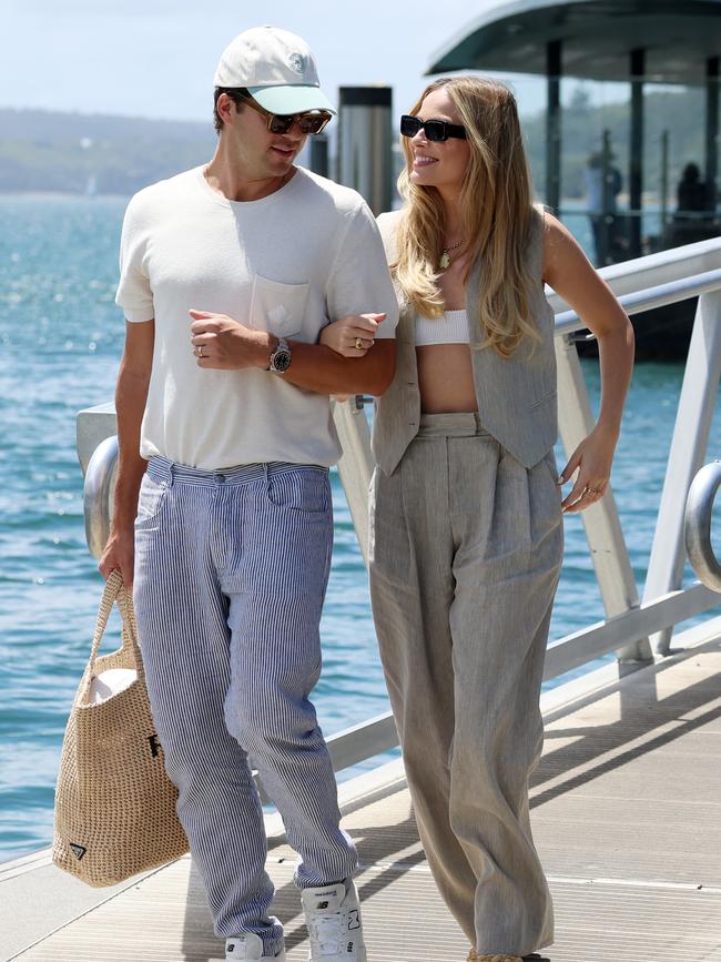 Margot Robbie pictured with her husband Tom Ackerley at Rose Bay. Picture: MatrixPictures