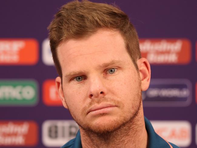 MUMBAI, INDIA - NOVEMBER 06: Steve Smith of Australia speaks to the media during an Australian press conference at Wankhede Stadium on November 06, 2023 in Mumbai, India. (Photo by Robert Cianflone/Getty Images)