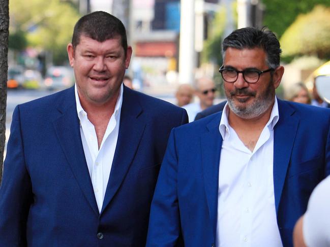 Crown Resorts major shareholder James Packer with Andrew Demetriou. Picture: Aaron Francis