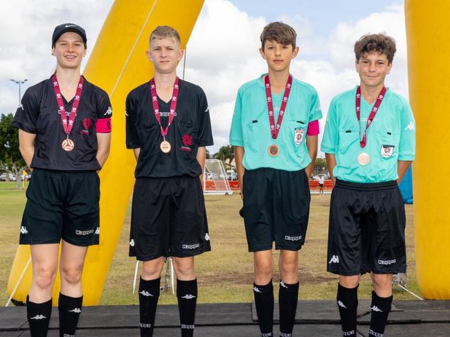 FQPL U13 Referee (Kiath Toth) - AR1 (Hayden Novelli) - AR2 (Tristan Butler) - 4th Official (Koen Whalley).