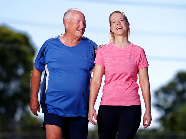 Father and daughter exercise buddies Gary Kitto and Leigh Kitto have helped motivate each other to stay on track. Picture: Steve Pohlner