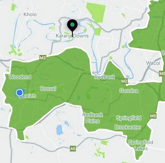 Uber Eats map Ipswich May 2018.