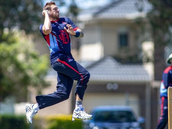 James Pattinson bowling for Dandenong this season. 