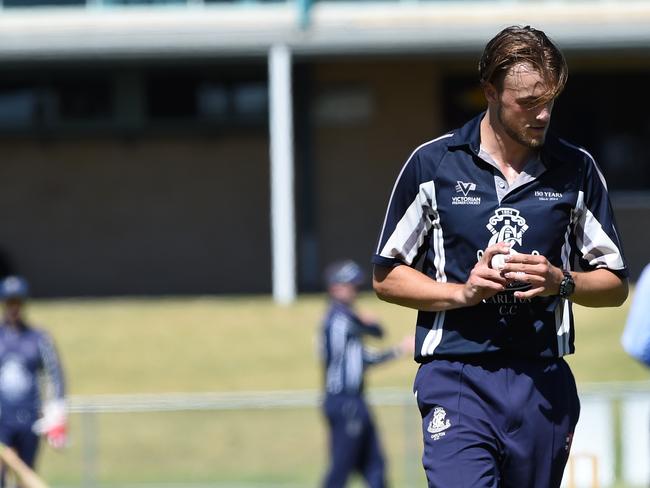 Carlton bowler Xavier Crone. Picture by Steve Tanner