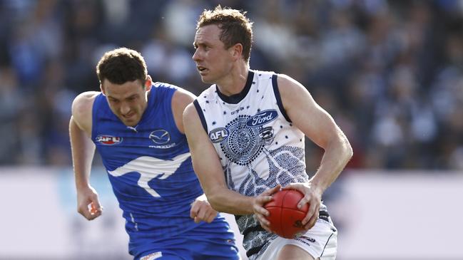 Mitch Duncan helped set up the Cats’ big win. Picture: Darrian Traynor/Getty Images