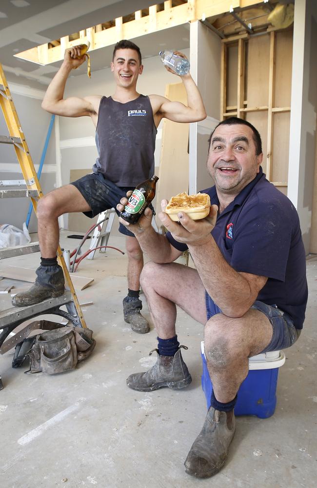 Father-son duo Paul and Dylan Di Martino of Paul’s Plumbing Service can see the stark difference between generations. Picture: David Caird