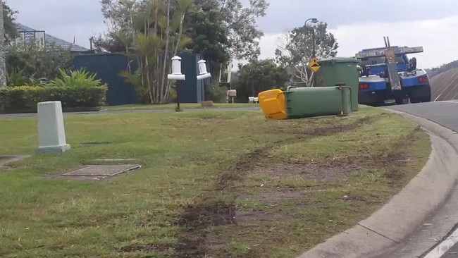 Tyre marks on the grass. Picture: supplied