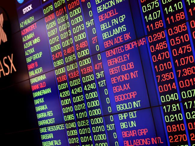 The Australian Stock Exchange (ASX) market indicator boards show the opening drop, Sydney, Tuesday, Jan. 5, 2016. The Australian stock market opened sharply down following Wall Streets worst new year opening in more than a decade. (AAP Image/Dean Lewins) NO ARCHIVING