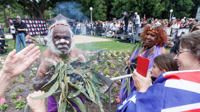 A smoking ceremony took place before the rally. Picture: NCA NewsWire / David Swift