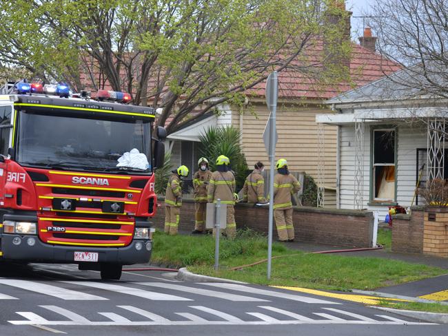 House fire at squatter house 153 Myers St, Geelong. Photos: Brett Smith