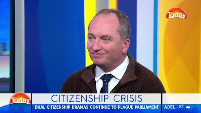 Barnaby Joyce confirms he's Australian on The Today Show