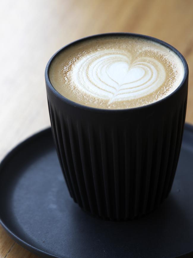 A latte from Audrey Coffee, at Rosny, which is made from specially selected Columbian single origin beans, supplied by Villino Coffee Roasters. Picture: CHRIS KIDD