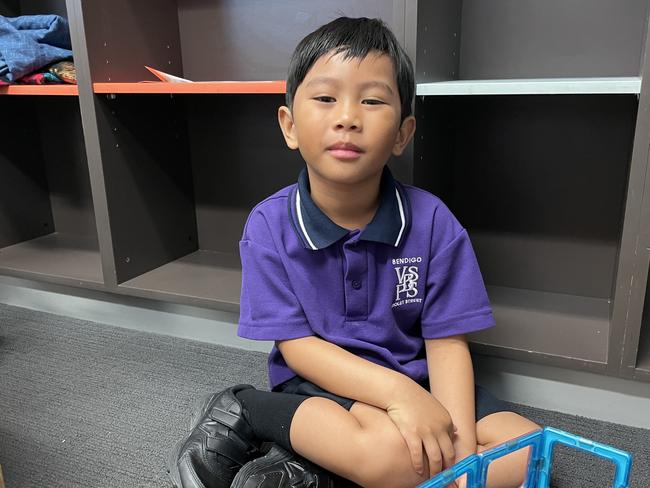 Prep Matheo Rodriguez at Bendigo Violet Street Primary School. Picture: Gianni Francis.