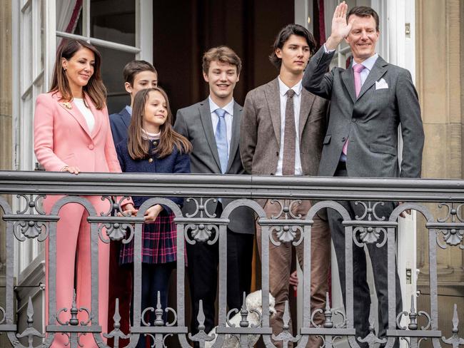 Prince Joachim appeared with his family despite saying his mother stripping his children of their titles had been “harmful” for them. Picture: AFP