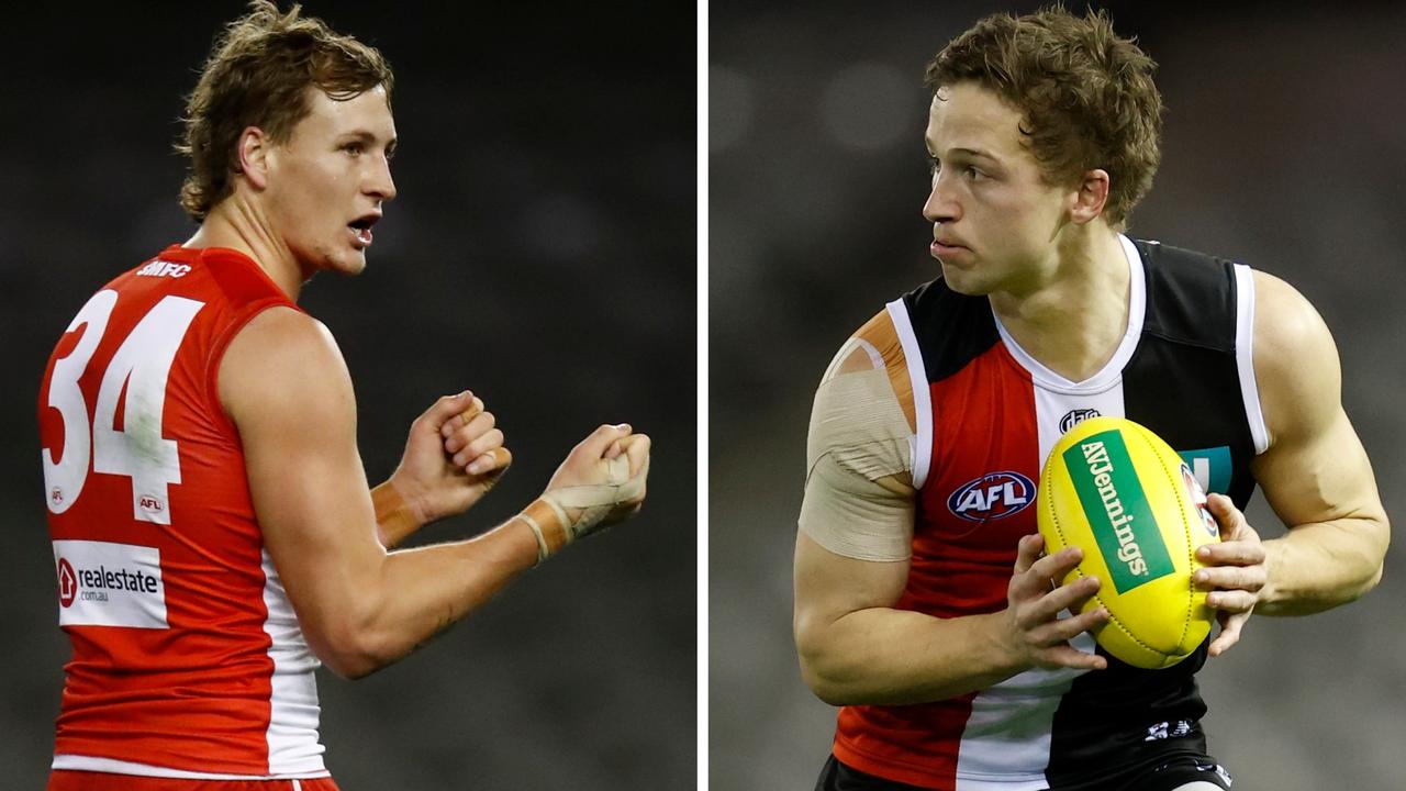 Sydney's Jordan Dawson and St Kilda's Jack Billings.