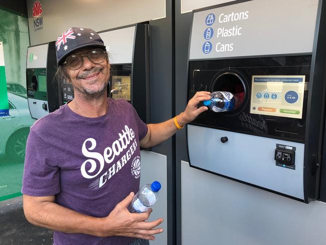 Stephen Kosa says he does it for the environment. He picks bottles up off the street. Picture: Kate Bastians.