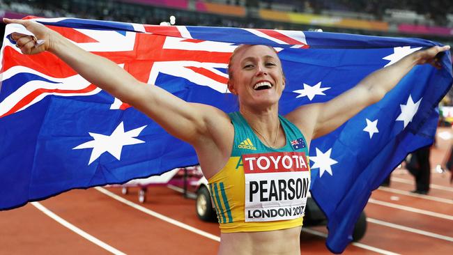 Sally Pearson after winning gold at the London Olympics. Picture: Getty Images