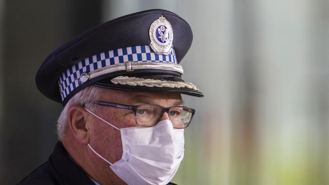 SYDNEY, AUSTRALIA - JULY 01: NSW Police Deputy Commissioner Gary Worboys looks on during a COVID-19 update press conference July 01, 2021 in Sydney, Australia. Lockdown restrictions continue across Great Sydney, the Blue Mountains, the Central Coast and Wollongong as NSW health authorities work to contain a growing COVID-19 cluster. From 6pm on Saturday 26 June, all residents in areas subject to stay-at-home orders are only permitted to leave their homes for essential reasons, including purchasing essential goods, accessing or providing care/healthcare, work, education and exercise. The restrictions will remain in place until midnight on Friday 9 July. (Photo by Jenny Evans/Getty Images)