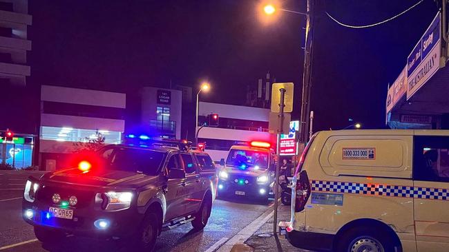 A car collided with a food delivery scooter Friday night. Photo: Brisbane Incident Alerts