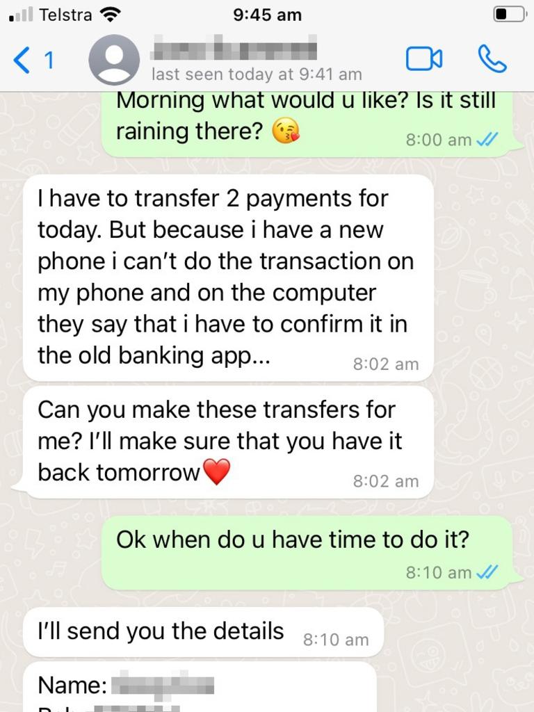 Another example of the ‘Hi Mum’ scam. Picture: Facebook